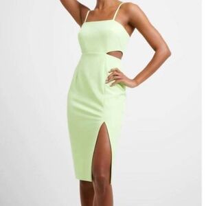 NWT FRENCH CONNECTION echo crepe cut out slip dress in green